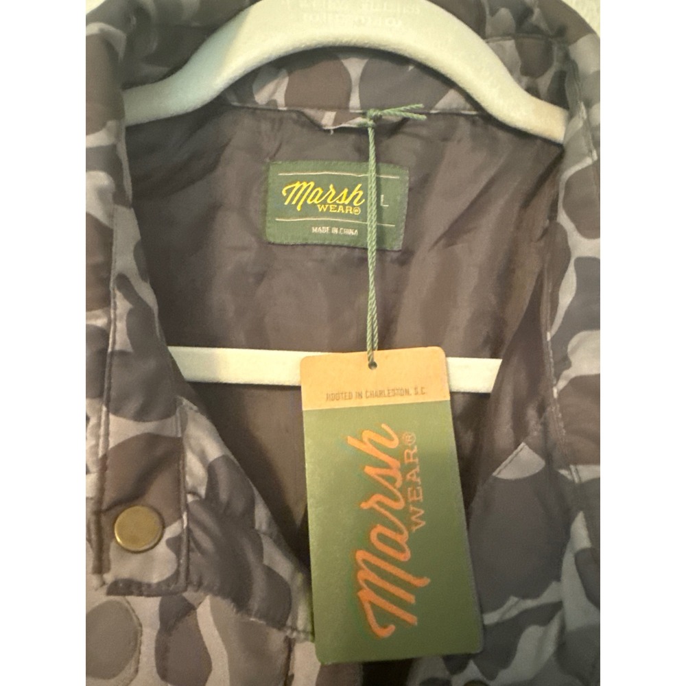 Marsh Wear Mens Camo Quilted Shirt Jacket Grey Brown Large NWT - Picture 3 of 8